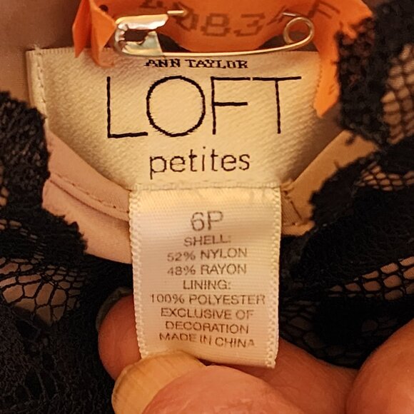 Ann Taylor Loft Petites Black Lace Cocktail Dress – Size 6P Elegant Evening - Picture 7 of 7